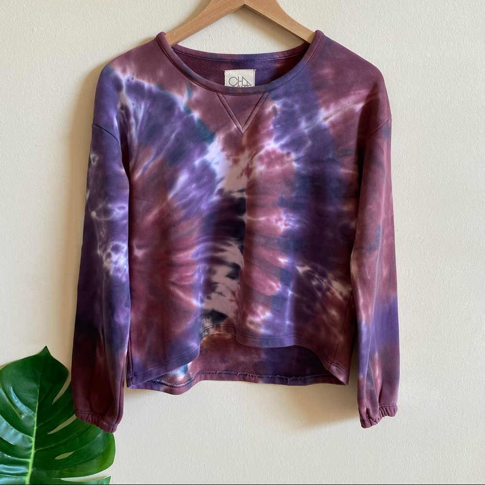 Chaser Mika Tie Dye Sweatshirt Berry NWT Women's Size XS Purple Multi